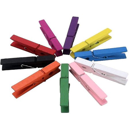 Store 3 tommer naturfarvede træklemmer, sæt med 50 klemmer, assorterede farver