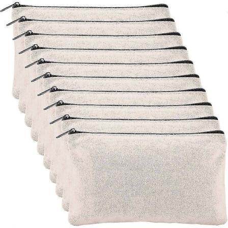 10 Pakk Blanke DIY Håndverkvesker Lerret Blyantveske - Bomullslerret Fakturaveske Sminkeveske