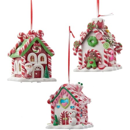 Juldekoration Batteridriven Pepparkaks-LED-Godis Hus Hängande Tillbehör Julkulor Set Med Snöre (3-pack)