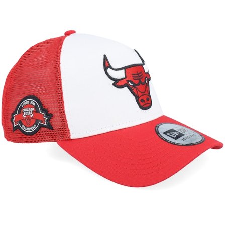 New Era - NBA Punainen trucker Lippis - Chicago Bulls NBA Side Patch White/Red A-frame Trucker @ Hatstore