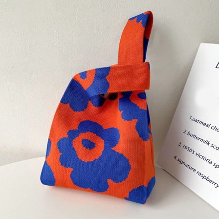 Stickad Handväska ORANGE&BLÅ - spot sales