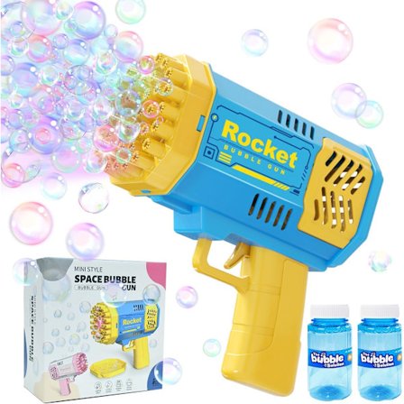 Boblemaskin for barn, 40 hull Bazooka boblepistolmaskin 4 belysning med 2 bobleløsning, 5000+ bobler per min Boblemaskin Utendørsleker for G