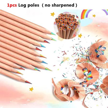 Regnbågsfärgade pennor för barn, koncentriska gradientkritor, konstmålning, rittillbehör, 1-12 st/set, 7 färger, Kawaii 1pcs Log poles