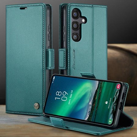 (För Samsung Galaxy S22) Läderfodral med RFID-skydd och magnetstängning för telefon