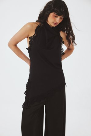 NA-KD Topp i spets med halterneck - Festtoppar - Svart - XS (EU 32)