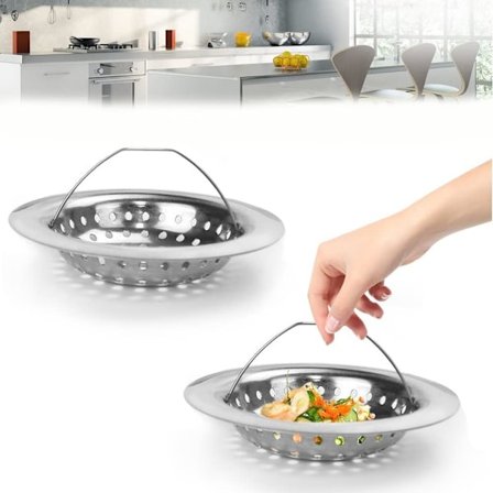 Reforung 2 kpl Keittiön tiskialtaan siivilä 11 cm Viemärin siivilä kahvalla Ruostumattomasta teräksestä valmistettu tiskialtaan siivilä Pesualtaan 