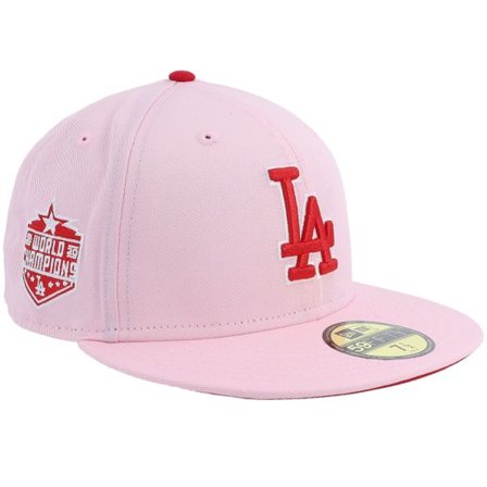 New Era - MLB Rosa fitted Keps - Los Angeles Dodgers 59FIFTY World Champions 20 Pink/Uv Scarlet Fitted @ Hatstore