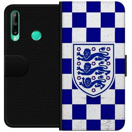 Kompatibelt Lommeboketui til Huawei Huawei P40 lite E Grafisk sjakkbrett-mønster i blått og hvitt med et klassisk heraldisk emblem, retroinspirert s