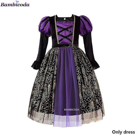 Halloween Barn Halloween Heks Festkjole Gotisk Spøkelse Kostyme Barn Kjole Robe Tutu Kjole Heks Hatt For Purim Karneval Fest -a