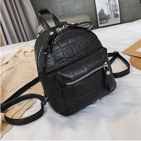 Stenmønstret Mini Rygsæk Vandtæt Taske til Piger Rejser Shopping(Sort)