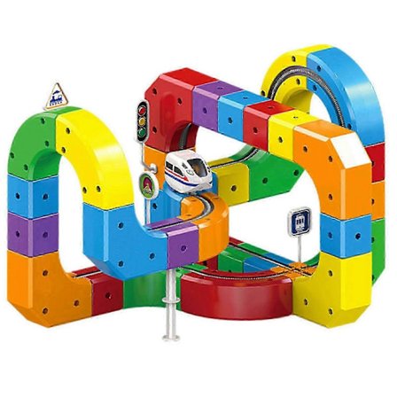 [LLC]2025 Hot Toys Magisk Sporterning & Nytt Klick Rail Elektrisk Togsett, 81 Deler Fleksibel Racerbane, Tyngdekrafttrossende 3D STEM Læringsleke for 