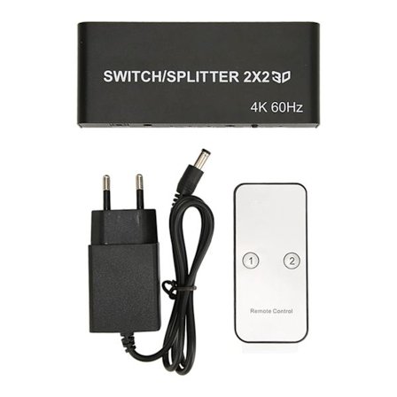 HDMI Switch 2 in 2 Out 4K HDMI Splitter för PC Projektor TV 100-240V EU-kontakt