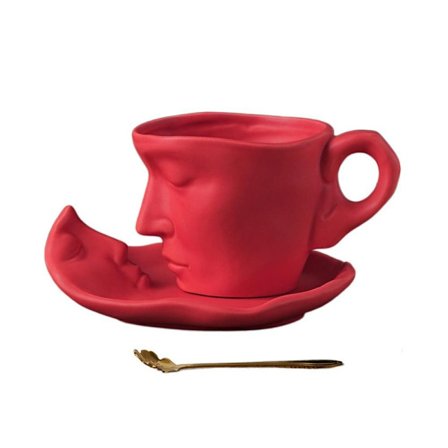 Keramisk mänskligt ansikte mugg Thinker Coffee Cup RÖD
