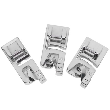 3 stk symaskin rullet sømfot husholdning krymping prosess sytilbehør