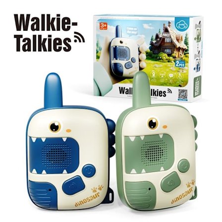 2 STK Walkie Talkie for barn, Dinosaurgaver Leker for gutter Alder 3-9 Bursdagsgaver Julegaver Utendørsspill Dinosaurleke