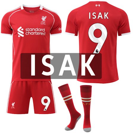 25-26 Liverpoolin Kotipaita Jalkapallosetti Sukkien Kanssa No.9 ISAK