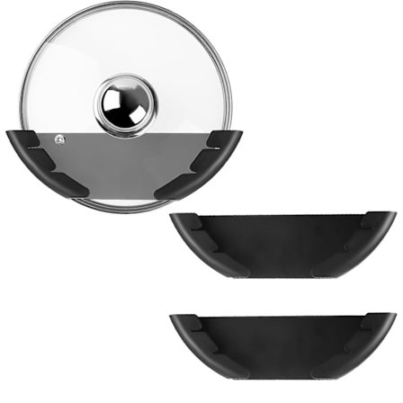 Hurtig installation gryde låg opbevaringshylde gryde låg beslag nem installation vægmonteret køkken opbevaringshylde skabsdør gryde låg rack sort 2-