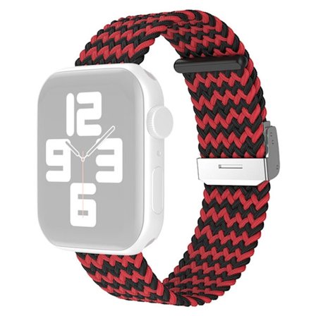 Apple Watch (45 mm) klockarmband i cool nylon - W / Svart Röd