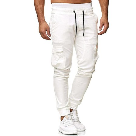 Herre Bukser med Snøring, Cargo, Combat, Casual, Arbeid, Sport, Slim Fit, Multilommer, Jogging, Mansjett