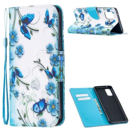 Wonderland Samsung Galaxy A71 5G Flip Etui - Sommerfugl og Blomst Blue