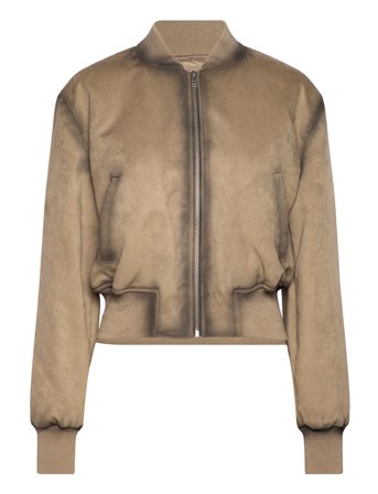 Mango | Worn Leather-Effect Bomber Jacket | XS