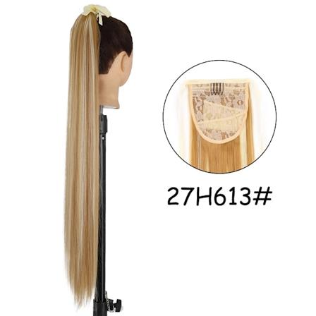 34 Tommer Syntetisk Ponytail Hårforlængelse Clip I Falsk Paryk Hårpiece Blond Omslag Rundt Pigtail Lang Smink Overhead Pony Tail 27H613 34inches 85cm