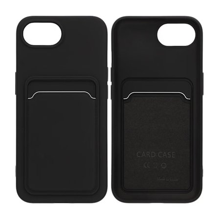 iPhone 16e Mobilskal Silikon med Korthållare - Svart