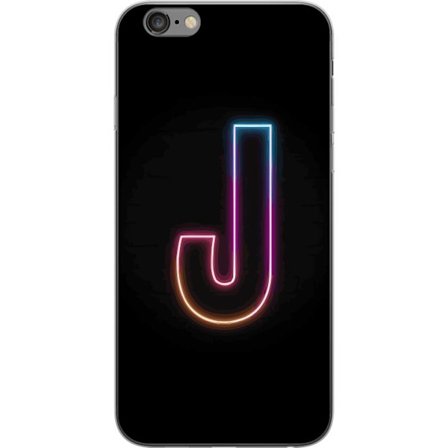 Yhteensopiva Puhelinkuori Apple Apple iPhone 6 Plus Minimaalinen neonkirjain J värien vaihtuessa valossa mustaa taustaa vasten