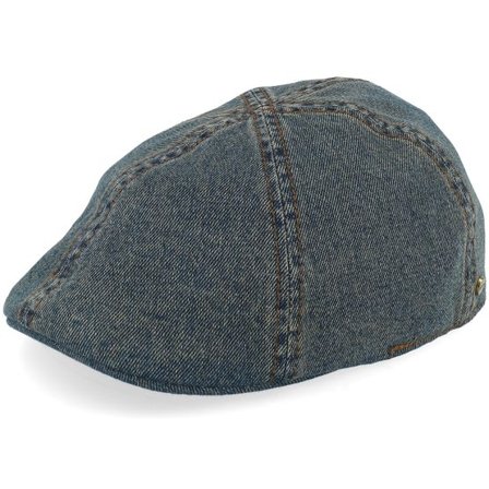 Stetson - Svart flatcap Keps - Texas Denim Used Denim Flat Cap @ Hatstore