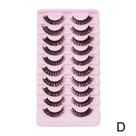 10 par russisk stil strimset fransar D curl mink løsøgonfransar F DH06-04 10 par