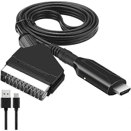 SCART til HDMI Adapter, SCART til HDMI Konverter med HDMI Kabel til 720P/1080P Full HD TV, Audio Video til Blu-ray DVD Afspiller STB VHS Xbox PS3