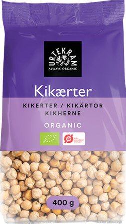 Urtekram Kikærter Ø 400 g, Helse & Madvarer, Pasta, Ris & Bælgfrugter, Kikærter