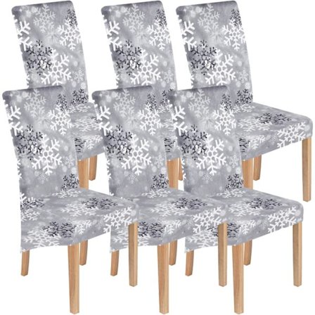 Strækbare Store Trykte Jule Stolebetræk til Spisestuestole Betræk Spisestuestole Betræk Køkkenstole Betræk (6 Pak)
