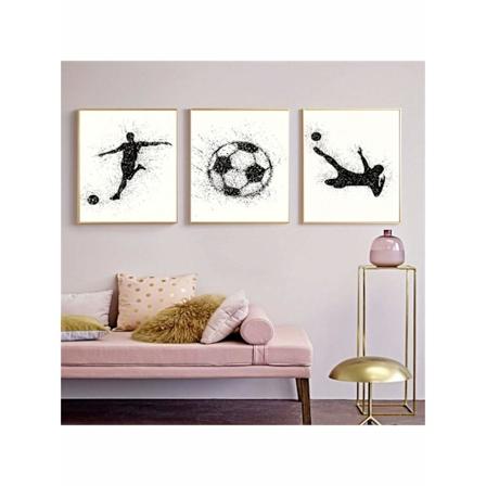 3 stk. / sæt Sport Canvas Print Poster, Fodbold Canvas Vægkunst, Kunstværk Murmaleri Til Stue Soveværelse Badeværelse Kontor Gangvæg Dekoration 