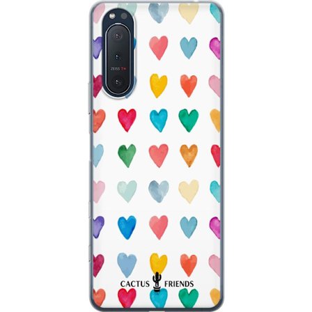 Yhteensopiva Puhelinkuori Sony Sony Xperia 5 II Cactus and Friends - Watercolor Love Grid