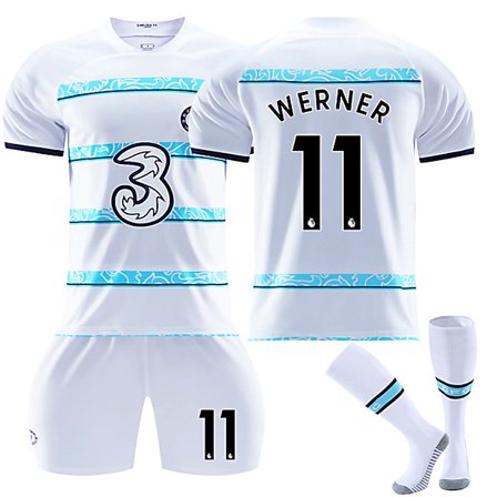 22/23 Ny sesong Borte Chelsea F.C. WERNER No. 11 Kids Jersey Pack