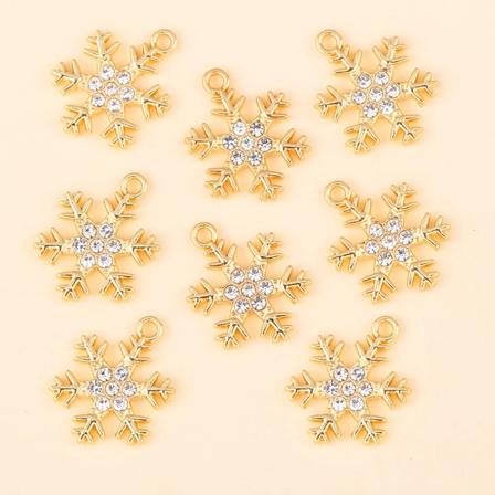 15 stk./sæt Udsøgte Legeringssæt Krystal Snefnug Julekollektion Charm Vedhæng Øreringe Halskæde Smykkefremstilling Tilbehør Imitation Rhodium Plated