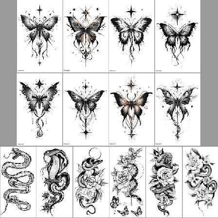 Midlertidige vandtætte tatoveringer, 14-pak Slange