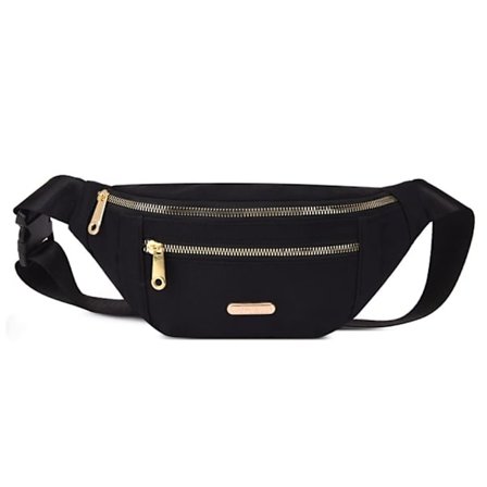 Laukku Fanny Pack Miehet Naiset MuotiMatka Vyötärölaukku,Kevyt Säädettävä Vyölaukku(Musta)