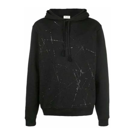 Saint Laurent Hoodie with Print Sort, Herre