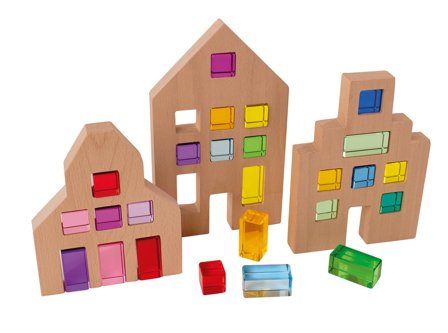 MYPAUZE Hus i trä med sensoriska klossar 3 hus - Lyreco - Skola och förskola - Lekmaterial - Bygglek, konstruktion och mosaik