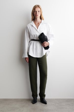 COS Women's Elasticated Slim-Leg Trousers in Green