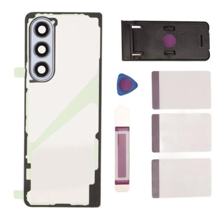 Udskiftning af glas bagpå til Galaxy Z Fold 5 5G F946 gennemsigtig telefon bagpanelhus cover med kameralinse Telefonstativ Reparationsværktøjssæt Blå
