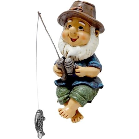 IC Havefigur Fiske Tomte Dværg Dekoration Have