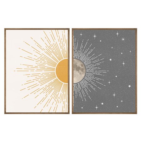 Solmåne Boho Vægdekoration, Himmelske Plakater, Mid Century Moderne Prints til Vægkunst, Vægdekoration til Soveværelse