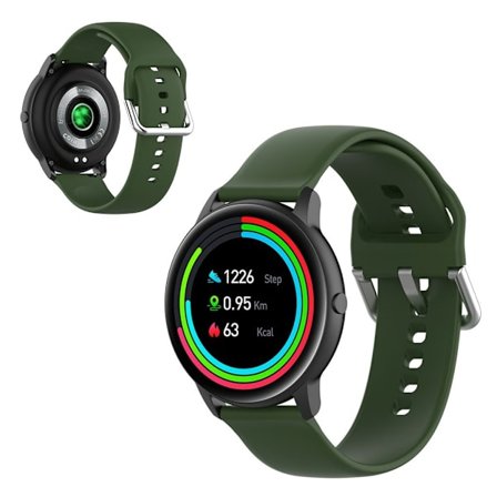 22mm Universal silicone sports watch band - Army Green / Size: L