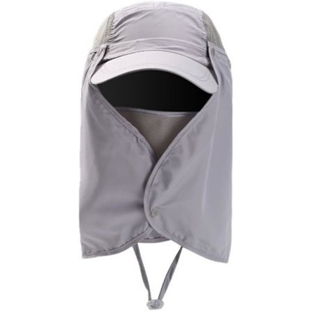 Lysegrå solhat til fiskeri, strand, bred dækning, ansigt, anti-UV-sol