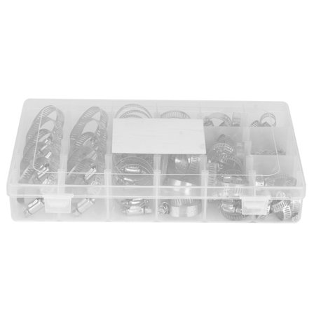 80 stk. Klemme i rustfrit stål til slange, justerbar rørklemme med skruenøgle