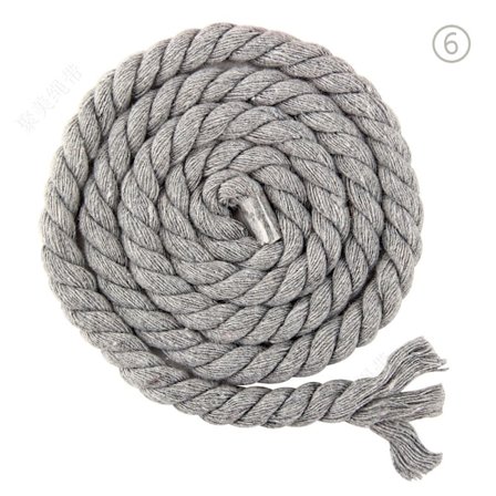 8mm x 20m 3-trådig flätad bomullsrep för hantverk, stickning och garn