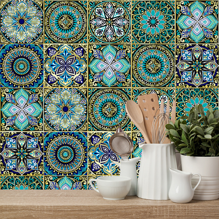 20 ark (15 x 15 cm) Mandala veggklistremerker - PVC - Vanntett(stil 1)